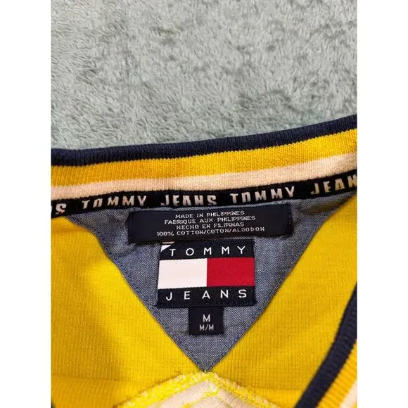 Tommy Jeans Yellow V-Neck T-Shirt Size US UK Medium - Picture 4 of 10
